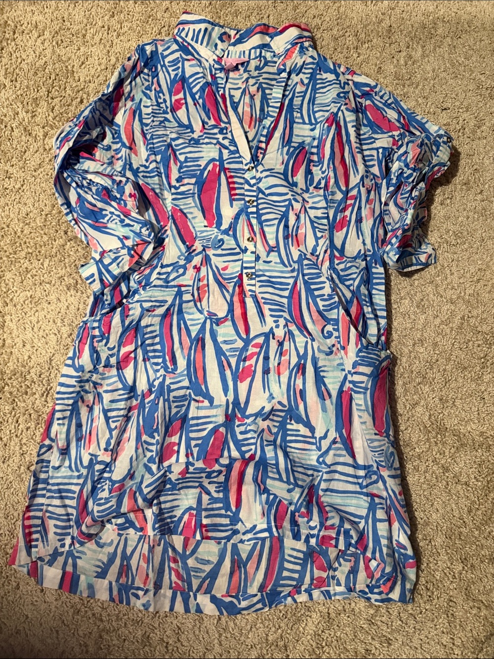 Lilly Pulitzer Blue, Pink & White Sailboat-Print Tunic Dress